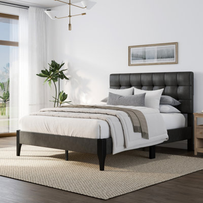 Gretchin Upholstered Bed, Dark Gray by Lark Manor
