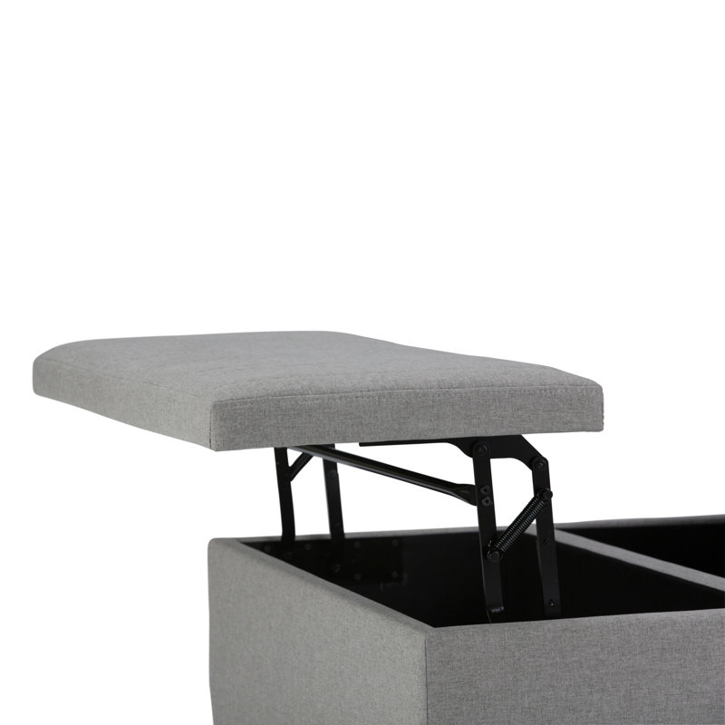 Ellis 36" Dove Grey Linen Look Fabric Coffee Table Ottoman