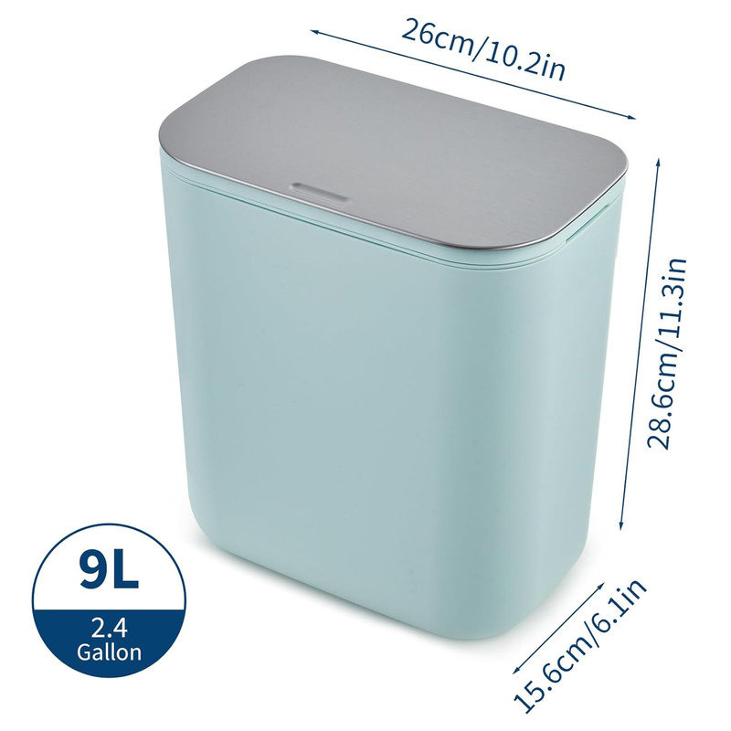 Poubelle de cuisine 1,8 / 2,4Gal avec couvercle en acier inoxydable, bac à compost sous l'évier pour montage sur porte d'armoire