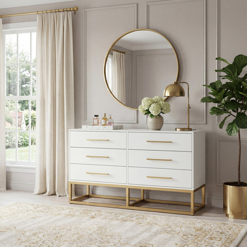 Sherilynne 6 Drawer Dresser, White
