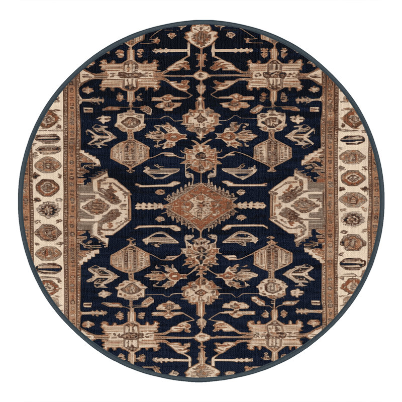 Tapis brun turc lavable à la machine, Rond 3 pi