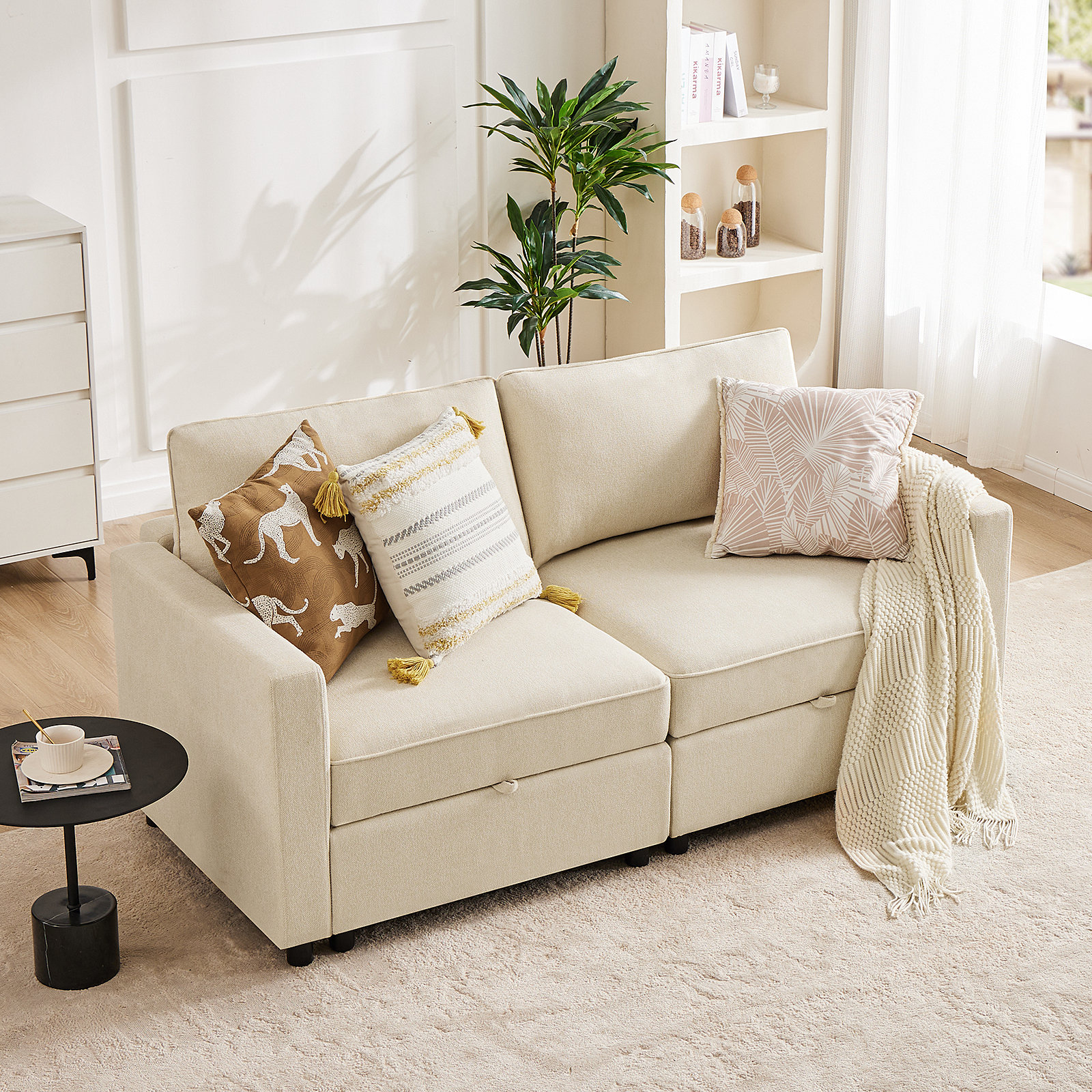 Twanna 67.6'' Square Arm Modular 2 Seat Loveseat with Under Seat Storage