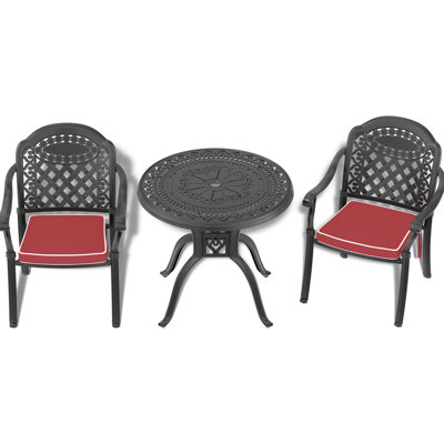 Mobilier de patio extérieur en fonte d'aluminium avec coussins - Corrosion, ergonomique, pour 2 espaces noirs inclus, protégé contre la rouille