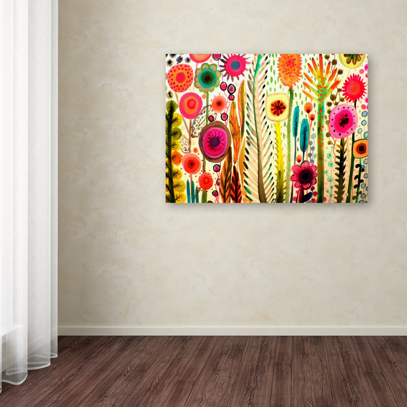 Bright Multicolor Floral Canvas Art in Large Rectangular Frame