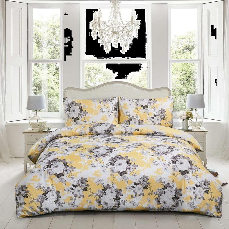 Printed Bedspread Set Floral Pattern with Matching Pillow Shams, Soft Microfiber Coverlet, Lightweight & All-Season Bedding