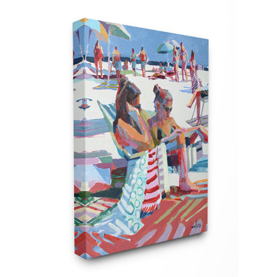 " Bright Coloured Painting Girls Reading At The Beach " by Patti Mollica