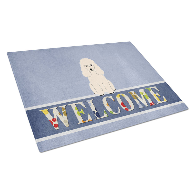 Planche à découper en verre trésors caniche caroline Welcome Dog, Blanc
