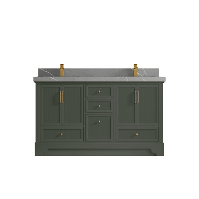 Alys 60'' Free Standing Double Bathroom Vanity with Quartz Top (Pulls Option) -  Willow Collections, ALS_PGN_PT_GR_60D