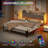 Bed Frame With LED Light And Charging Station, With Storage Headboard-390696086-390696075