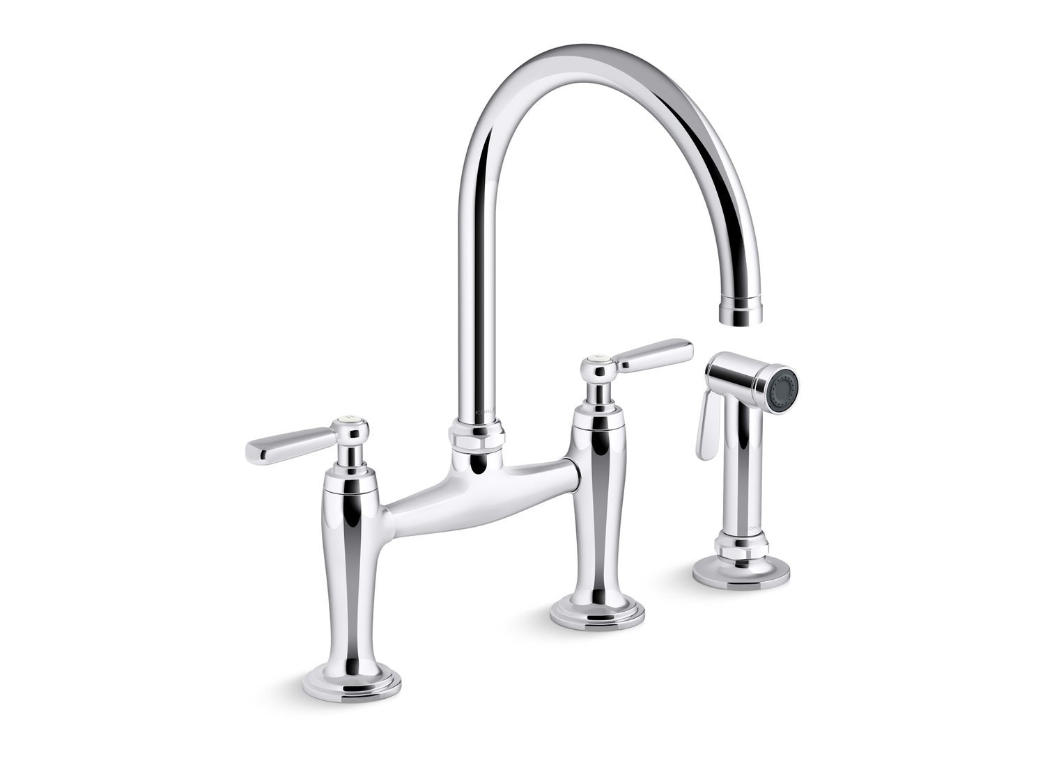 Edalyn Bridge Faucet with Sidespray, Polished Chrome