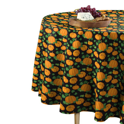 I?Kbal Pumpkin Patch Scroll Round Tablecloth