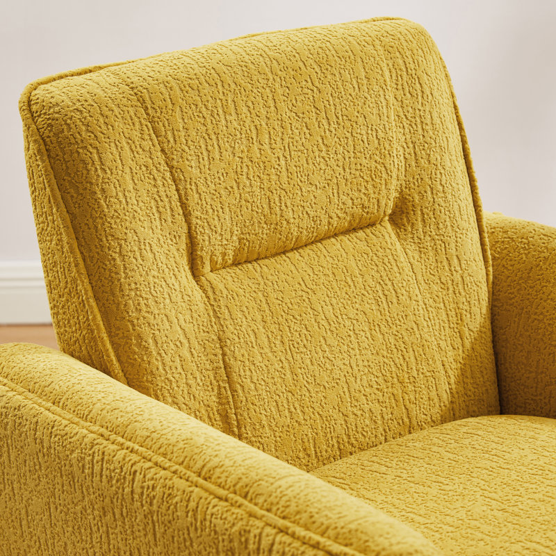 Robertia 32.68" W Upholstered Tufted Armchair, Yellow Fabric