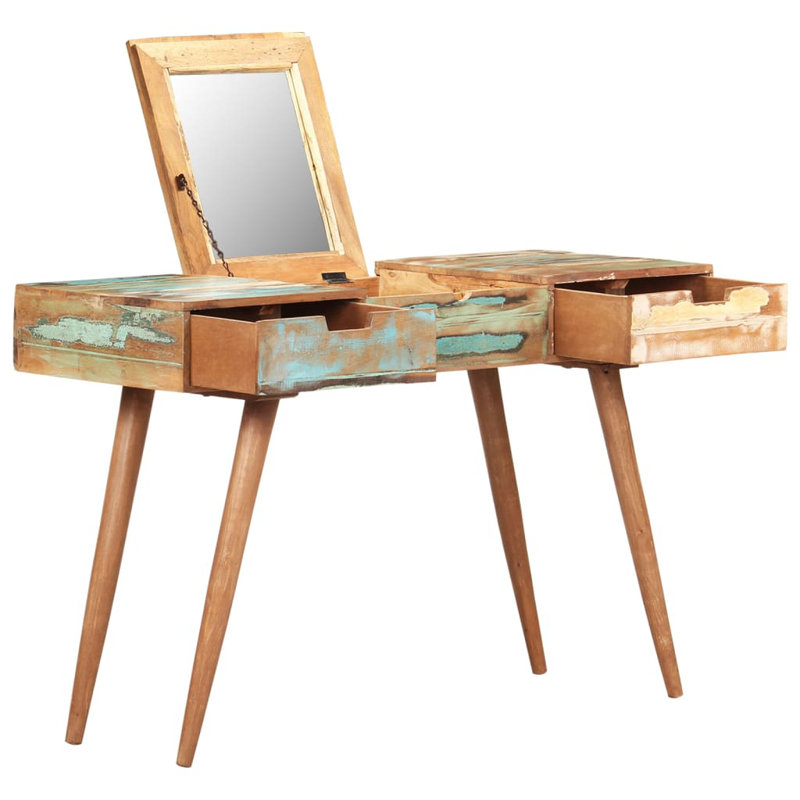 Coiffeuse avec miroir 44,1 po x 17,7 po x 29,9 po en bois récupéré massif