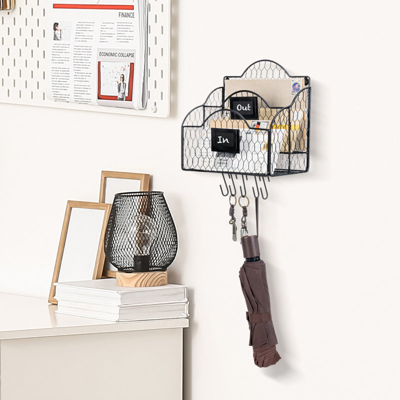 Wall Mail Organiser with Key Hooks