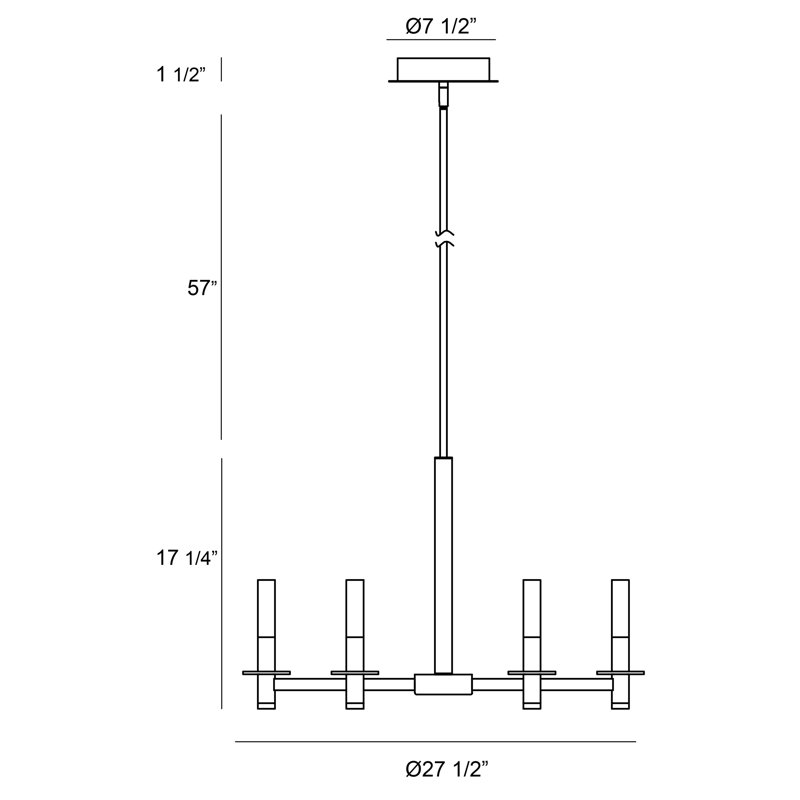 Torna 6 - Light Dimmable LED Modern Linear Chandelier, Matte Black