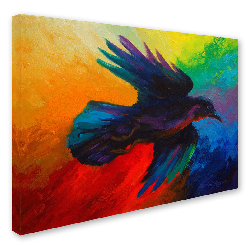 Vibrant Crow Eclectic Canvas Art with Wooden Frame, 24 x 32 Inches