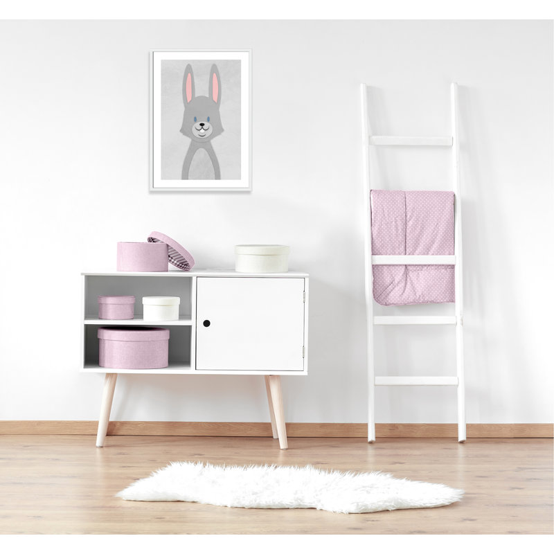 Cheery Bunny Art, 34.5" H x 24.5" W x 1.18" D, White Box Framed