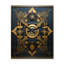 Ancienne sceau antique en or et bleu - horloge murale géométrique moderne-99636498
