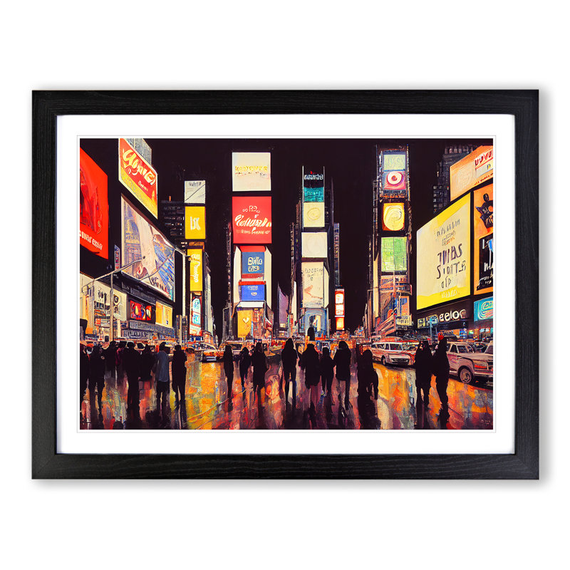 New York City Times Square Vol.1 - Single Picture Frame Print, 46cm H x 64cm W, Black