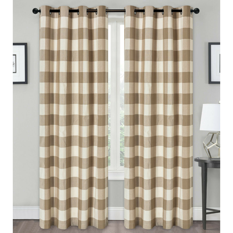 Estiven Cotton Blend Curtain Pair, Linen