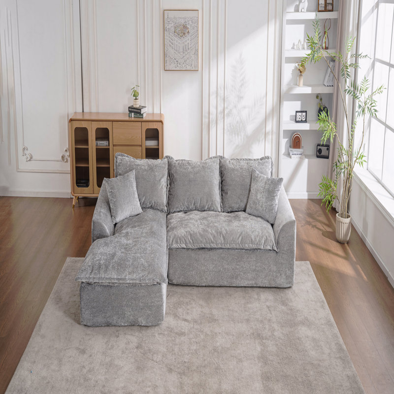 Canapé modulaire 103 po avec méridienne en forme de L, canapé modulaire désossé large de 103 po pour le salon, aucun assemblage requis