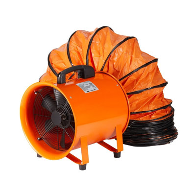 12 Inch Heavy Duty Cylinder Fan - Portable Ventilator, 585W 3198CFM Industrial Exhaust Blower, Equipped with 33ft Duct Hose, Ideal for Dust and Smoke Removal at Home and Workplace