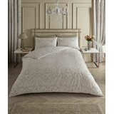 Cotton Blend Damask Duvet Cover Set with Pillowcases