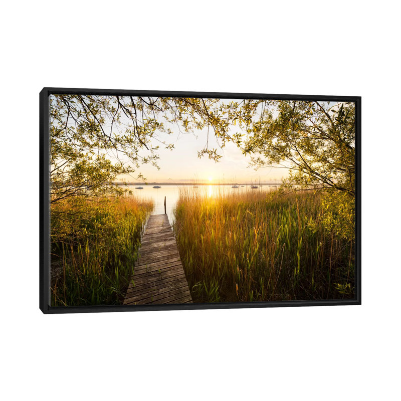 " Golden View " by Stefan Hefele, 18" H x 26" W x 1.5" D, Black Framed Canvas, No Mat