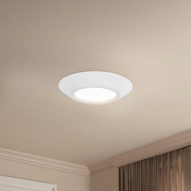 Weylo 5-in Black dimmable LED Flush Mount, White