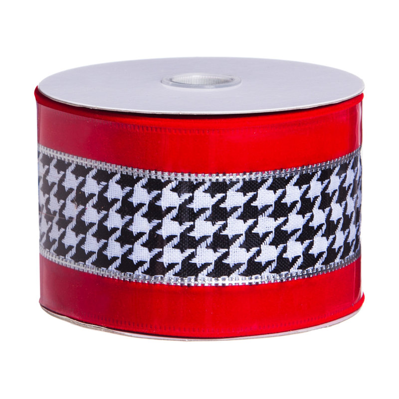 Ruban d’arbre en polyester houndstooth velours