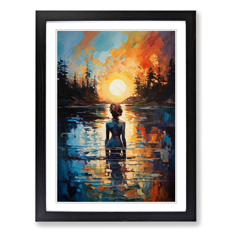Lake Gestural No.2 - Framed Print, Black , 64cm H x 46cm W x 2cm D