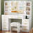 53.2" W Makeup Vanity Set with Glass Table & Lighting Mirror, 11 Drawers and Power Outlet, Stool