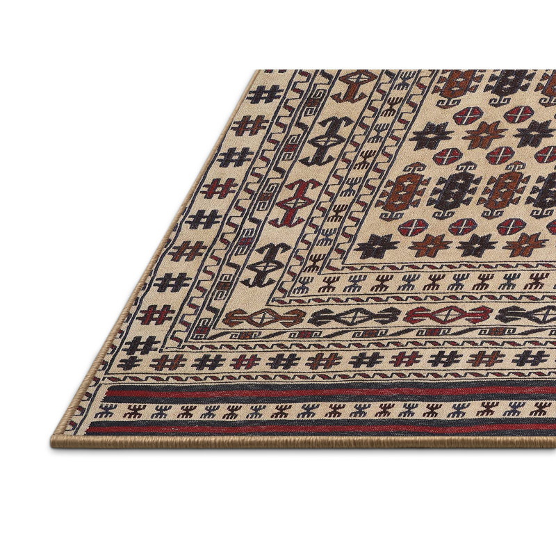 Tapis marron / noir / crème Southwestern, Rectangle 5 pi x 7 pi