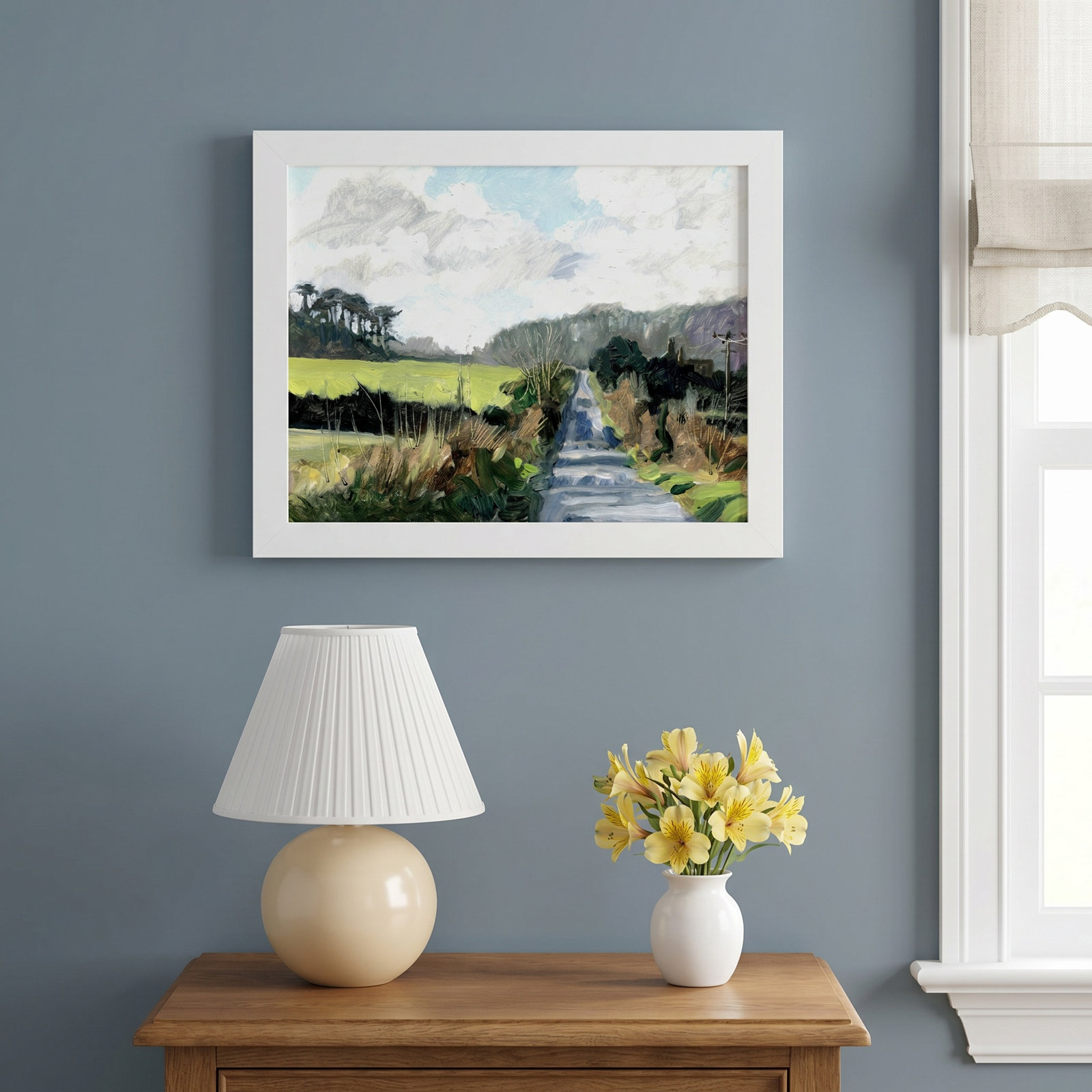 Ceylon "Ripple Lane" Print by Clive Metcalfe, White, 10" H x 13" W x 1" D