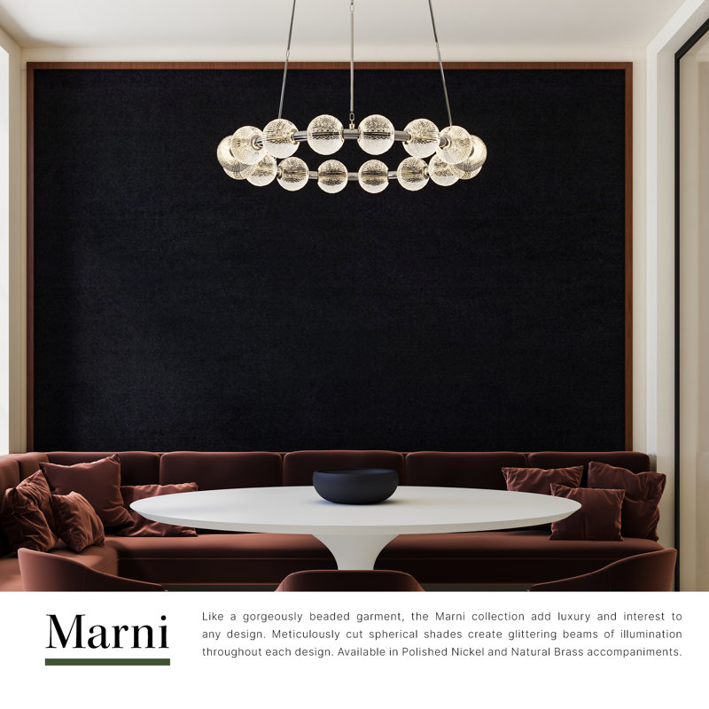 Marni Aluminum/Steel LED Chandelier, Polished Nickel, 16