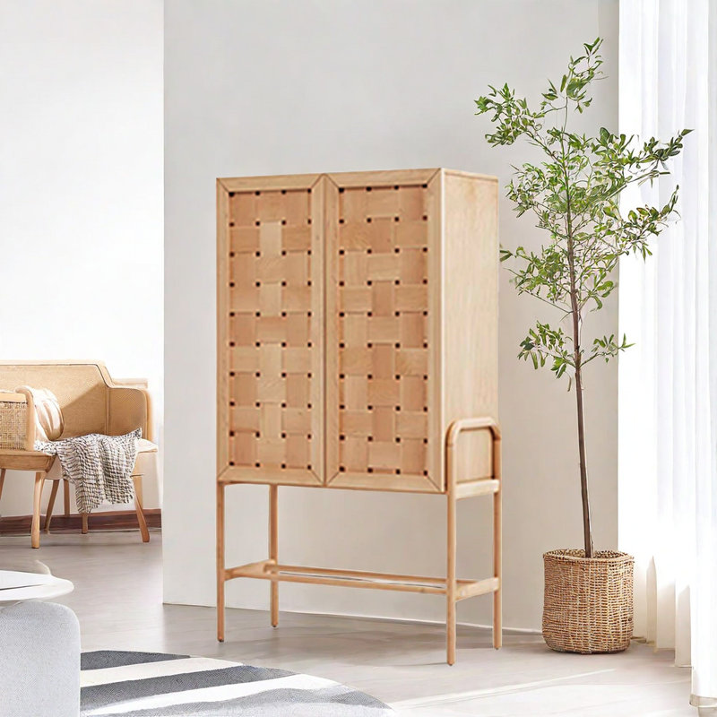 Armoire d'appoint en bois tissé