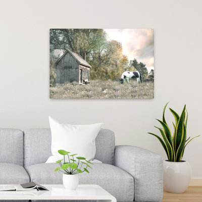 Oubli de champ de vaches rétro rustique, paysage abstrait, art mural