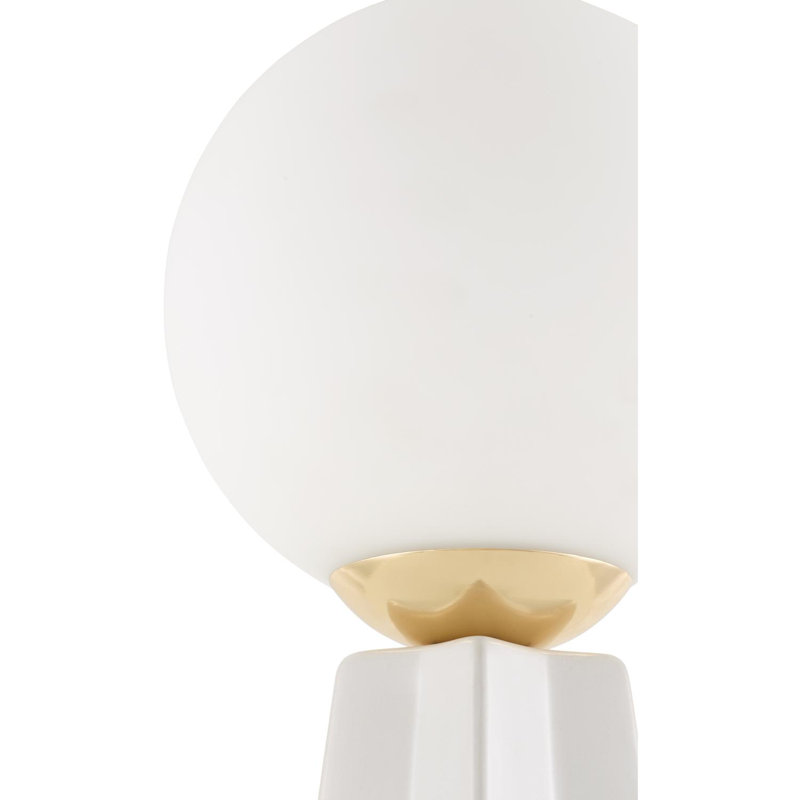 Ceramic Table Lamp with Glass Round Shade, White