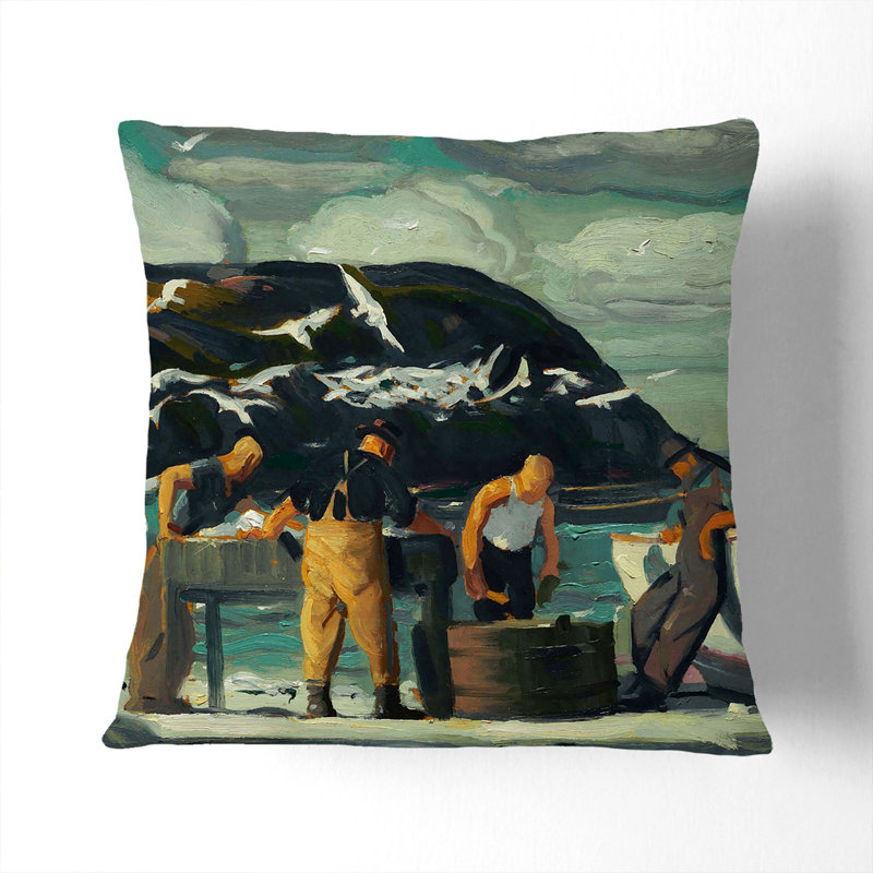 Cleaning Fish Square Throw Cushion, 55cm H x 55cm W x 20cm D
