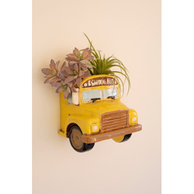  Ceramic Yellow School Bus Wall Planter – Novelty Wall Decor – 6.5"H