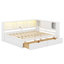 Lit de jour moderne en bois avec tablettes intégrées, charge USB, lumières DEL et 2 tiroirs de rangement-956199039