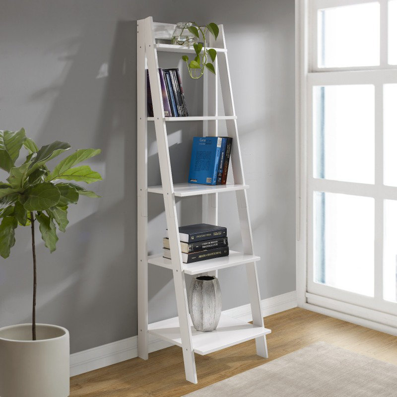 159cm H x 44cm W Solid Wood Ladder Bookcase