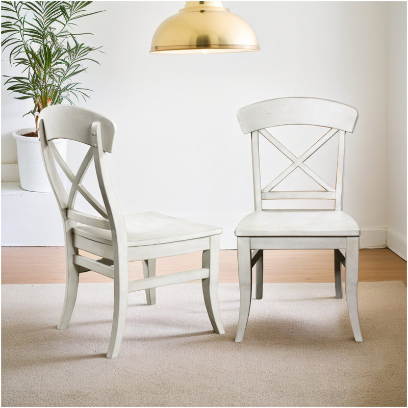 Ensemble de 2 chaises d'appoint à dossier croisé Harola, finition blanc fumé