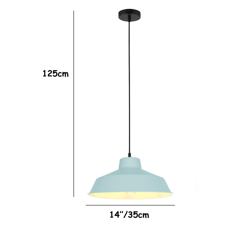 12cm H Iron Dome Pendant Shade ( Screw On ) in Blue