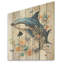 Dolphin Happiness - Art mural en bois de dauphin sur bois de pin naturel-774052062