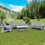 Hanches jardin avec coussin, blanc, à divers éléments extérieur blanc / gris, finition grain de bois texturé