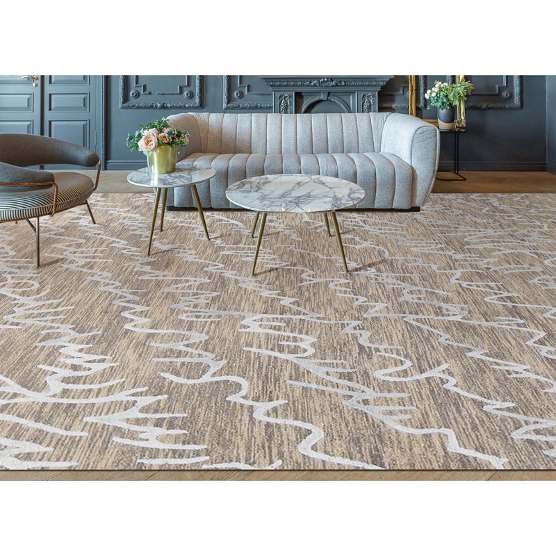 Jute / Sisal Abstract Area Rug in Silver