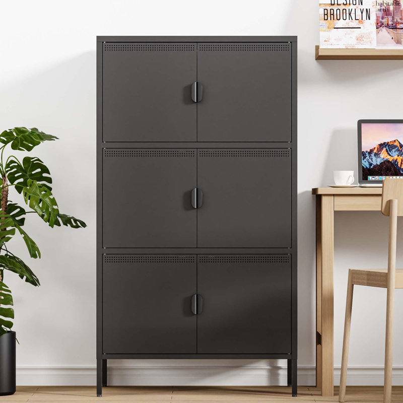 Cadell 31.49'' Wide 3 - Shelf Storage Cabinet, Black