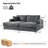 Estella 86" Modern Oversized Channel Sofa Chaise Daybed with Faux Rabbit Fur-1169926205