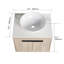 Meuble-lavabo mural de conception moderne avec lavabo en céramique et tablettes de rangement latérales-940883819